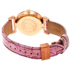 Pre Owned Versace Purple Gold Tone Stainless Steel Vanity P5Q Women's Wristwatch 35 mm