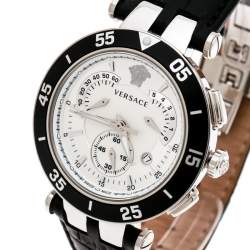 Versace SIlver White Stainless Steel V Race 23C Women's Wristwatch 42 mm