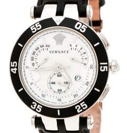 Versace SIlver White Stainless Steel V Race 23C Women's Wristwatch 42 mm
