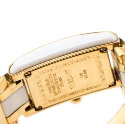 Pre Owned Versace White Ceramic Gold Stainless Steel Diamonds Era 70Q Women's Wristwatch 24 mm