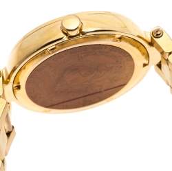 Pre Owned Versace Gold Plated Stainless Steel Mystique Hibiscus Women's Wristwatch 38MM