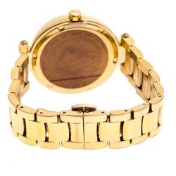 Pre Owned Versace Gold Plated Stainless Steel Mystique Hibiscus Women's Wristwatch 38MM