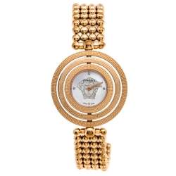 Pre Owned Versace Mother of Pearl Rose Gold Plated Stainless Steel Eon 80Q Women's Wristwatch 39 mm