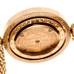 Pre Owned Versace Mother of Pearl Rose Gold Plated Stainless Steel Eon 80Q Women's Wristwatch 39 mm