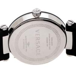 مملوكة مسبقًا Versace Black Ceramic Stainless Steel Rubber Reve 92Q Women's Wristwatch 35 mm