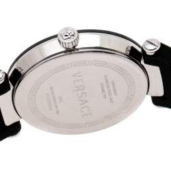 مملوكة مسبقًا Versace Black Ceramic Stainless Steel Rubber Reve 92Q Women's Wristwatch 35 mm