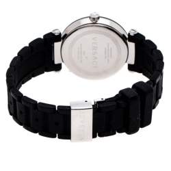 مملوكة مسبقًا Versace Black Ceramic Stainless Steel Rubber Reve 92Q Women's Wristwatch 35 mm