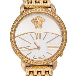 Pre Owned ساعة يد نسائية فرساتشي كريوس 93كيو ستانلس ستيل مطلية ذهب أبيض 38 مم