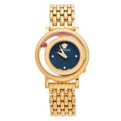 Pre Owned Versace Black Rose Gold Plated Stainless Steel Venus VDA040014 Women's Wristwatch 33 mm