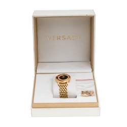 Pre Owned Versace Black Rose Gold Plated Stainless Steel Venus VDA040014 Women's Wristwatch 33 mm