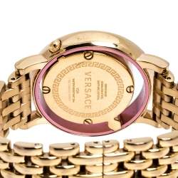 Pre Owned Versace Black Rose Gold Plated Stainless Steel Venus VDA040014 Women's Wristwatch 33 mm
