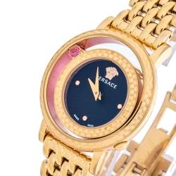 Pre Owned Versace Black Rose Gold Plated Stainless Steel Venus VDA040014 Women's Wristwatch 33 mm