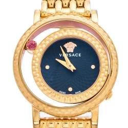 Pre Owned Versace Black Rose Gold Plated Stainless Steel Venus VDA040014 Women's Wristwatch 33 mm