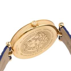 Pre Owned Versace Blue Rose Gold Plated Stainless Steel Vanitas K7Q Women's Wristwatch 40 mm
