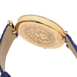 Pre Owned Versace Blue Rose Gold Plated Stainless Steel Vanitas K7Q Women's Wristwatch 40 mm
