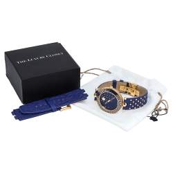 Pre Owned Versace Blue Rose Gold Plated Stainless Steel Vanitas K7Q Women's Wristwatch 40 mm