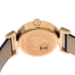 Pre Owned Versace Blue Gold Plated Stainless Steel Vanity P5Q Quartz Women's Wristwatch 35MM