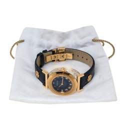 Pre Owned Versace Blue Gold Plated Stainless Steel Vanity P5Q Quartz Women's Wristwatch 35MM