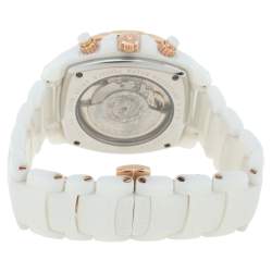 Versace White Ceramic Rose Gold Plated Stainless Steel Diamond DV One 11CC Unisex Wristwatch 40 mm