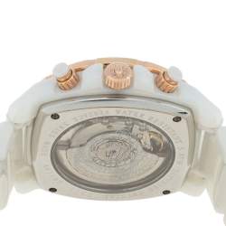 Versace White Ceramic Rose Gold Plated Stainless Steel Diamond DV One 11CC Unisex Wristwatch 40 mm