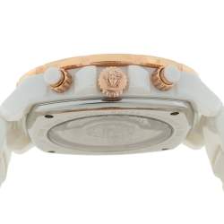 Versace White Ceramic Rose Gold Plated Stainless Steel Diamond DV One 11CC Unisex Wristwatch 40 mm