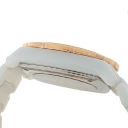 Versace White Ceramic Rose Gold Plated Stainless Steel Diamond DV One 11CC Unisex Wristwatch 40 mm