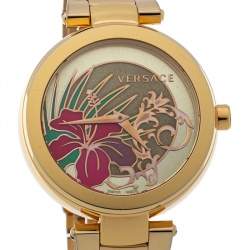 Pre Owned ساعة يد نسائية فرساتشي ميستيك هيبيسكوس ستانلس ستيل مطلي ذهب 38 مم