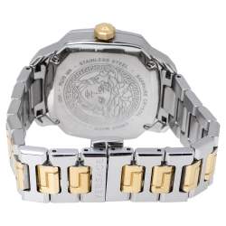 Pre Owned Versace White Yellow Gold Plated and Stainless Steel Dylos VQD140016 Women's Wristwatch 35 mm