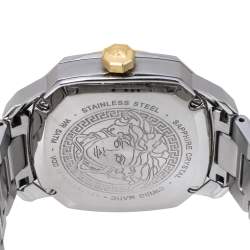 Pre Owned Versace White Yellow Gold Plated and Stainless Steel Dylos VQD140016 Women's Wristwatch 35 mm