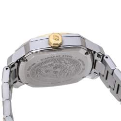 Pre Owned Versace White Yellow Gold Plated and Stainless Steel Dylos VQD140016 Women's Wristwatch 35 mm