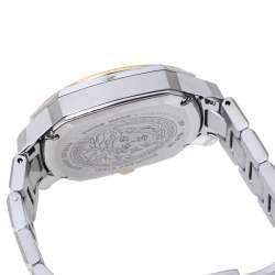 Pre Owned Versace White Yellow Gold Plated and Stainless Steel Dylos VQD140016 Women's Wristwatch 35 mm