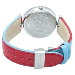 Pre Owned Versace Blue Stainless Steel & Leather Palazzo VCO 070017 Women's Wristwatch 37mm