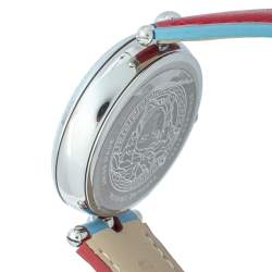 Pre Owned Versace Blue Stainless Steel & Leather Palazzo VCO 070017 Women's Wristwatch 37mm
