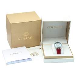 Pre Owned Versace Blue Stainless Steel & Leather Palazzo VCO 070017 Women's Wristwatch 37mm