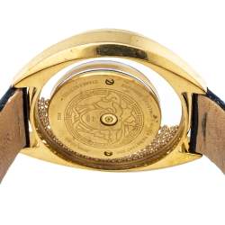 Pre Owned Versace Black Gold Plated Stainless Steel & Leather Destiny Spirit 86Q Women's Wristwatch 39 MM