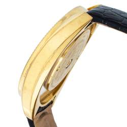 Pre Owned Versace Black Gold Plated Stainless Steel & Leather Destiny Spirit 86Q Women's Wristwatch 39 MM