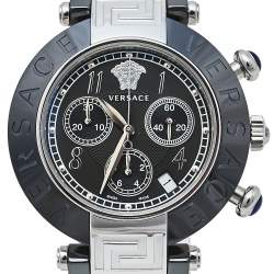 Pre Owned Versace Black Ceramic & Stainless Steel Reve 95C Women's Wristwatch 40 mm