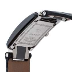 مملوكة مسبقًا Versace Black Stainless Steel & Ceramic Leather Era 70Q Women's Wristwatch 24 mm