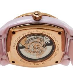 Pre Owned Versace Mother of Pearl Ceramic & Rose Gold Plated Stainless Steel Diamond DV One 01ACP51 Women's Wristwatch 41 mm