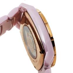 Pre Owned Versace Mother of Pearl Ceramic & Rose Gold Plated Stainless Steel Diamond DV One 01ACP51 Women's Wristwatch 41 mm