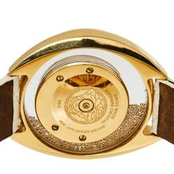 مملوكة مسبقًا ساعة يد نساية فيرساتشي ديستني سبيريت 86Q ستانلس ستيل مطلي ذهبي جلد ثعبان بيضاء 39مم