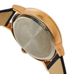 Pre Owned Versace Blue Gold Plated Stainless Steel Leather Virtus VEHC Women's Wristwatch 36 mm