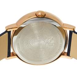 Pre Owned Versace Blue Gold Plated Stainless Steel Leather Virtus VEHC Women's Wristwatch 36 mm