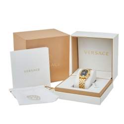 Pre Owned Versace Black Gold Plated Stainless Steel Couture Oval VE1B Women's Wristwatch 29 mm