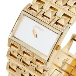 مملوكة مسبقًا Versace Mother of Pearl Gold Plated Stainless Steel Cleopatra 85Q Women's Wristwatch 33 mm