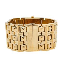 مملوكة مسبقًا Versace Mother of Pearl Gold Plated Stainless Steel Cleopatra 85Q Women's Wristwatch 33 mm