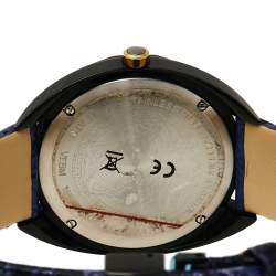 Pre Owned Versace Blue Ion Plated Steel Leather Shadov VEBM00418 Women's Wristwatch 38 mm