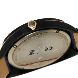 Pre Owned Versace Blue Ion Plated Steel Leather Shadov VEBM00418 Women's Wristwatch 38 mm