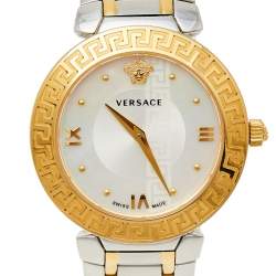 Pre Owned Versace Mother of Pearl Gold Plated Stainless Steel Daphnis V16 Women's Wristwatch 35 MM
