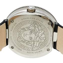 Pre Owned Versace Rose Gold Two-Tone Stainless Steel Leather V-Metal Icon VLC100014 Women's Wristwatch 40 mm